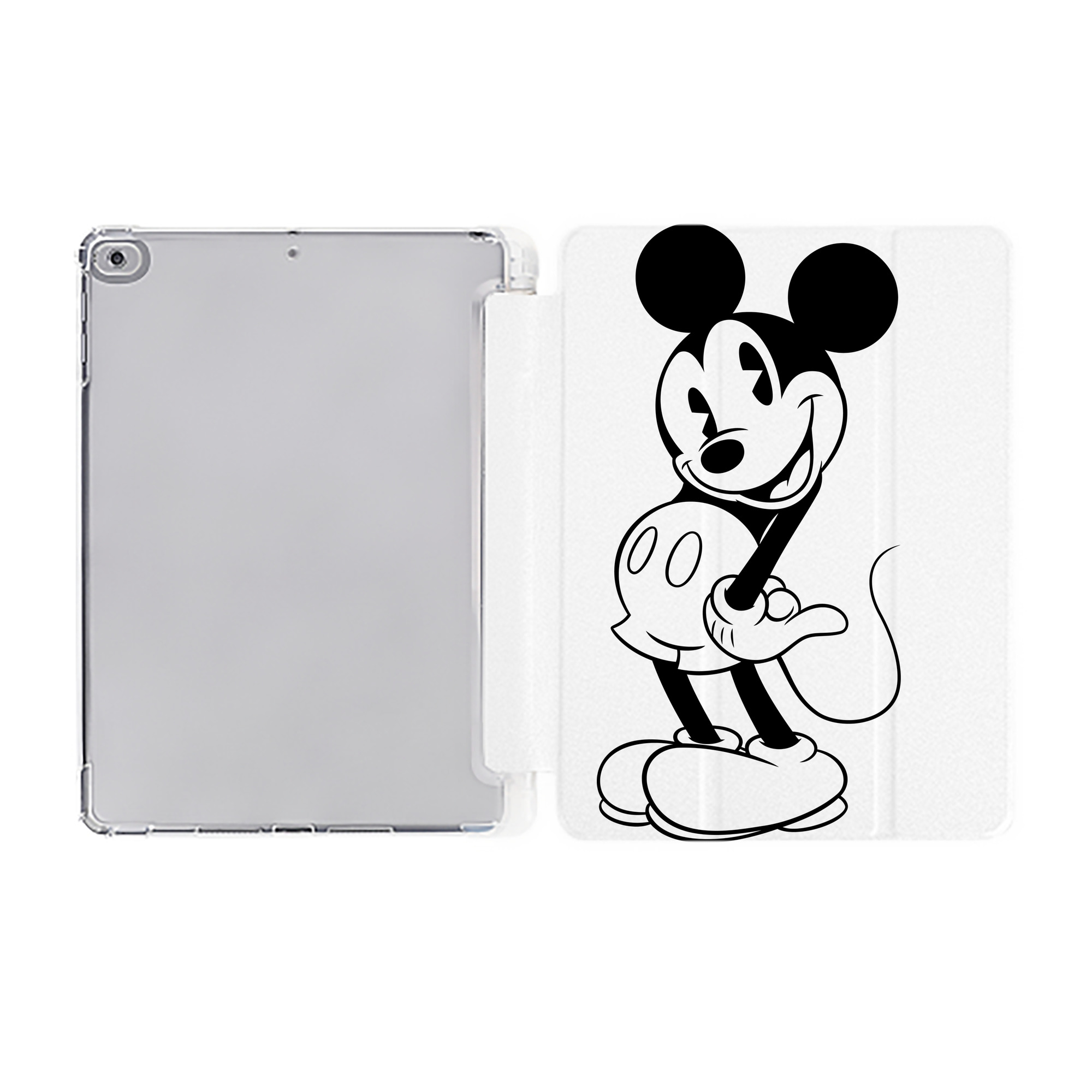 ミッキーマウス Mickey Mouse IPad ケース ペン収納付き 三つ折りスタンド PUレザー×シリコン 対応機種9.5/10.5/10.9インチ